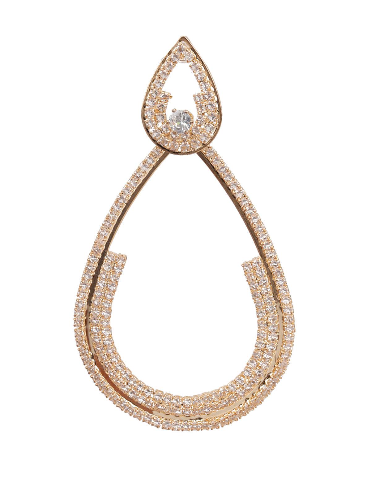 Women's Sunshine Gold And White Teardrop Earring
