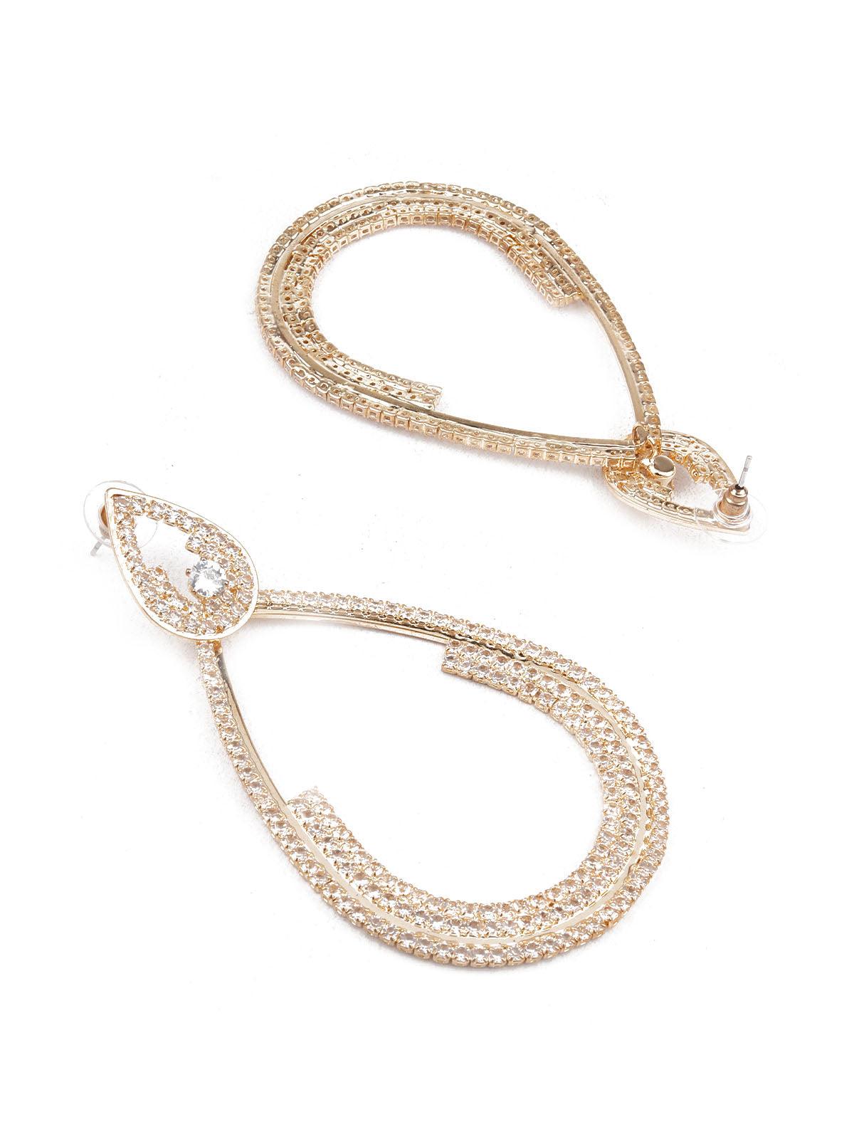 Women's Sunshine Gold And White Teardrop Earring