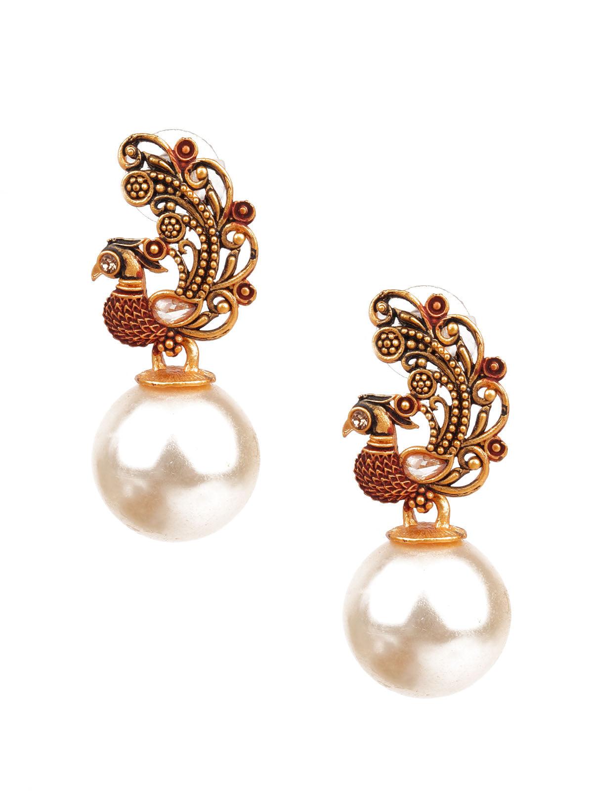 Women's Sunshine Gold And White Dangle Earring