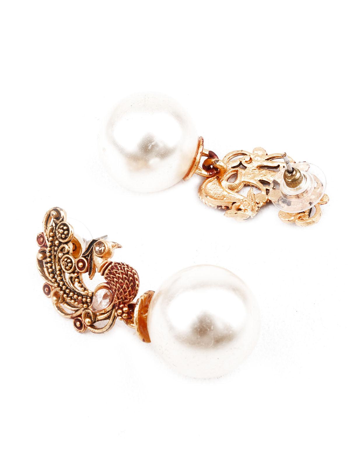 Women's Sunshine Gold And White Dangle Earring