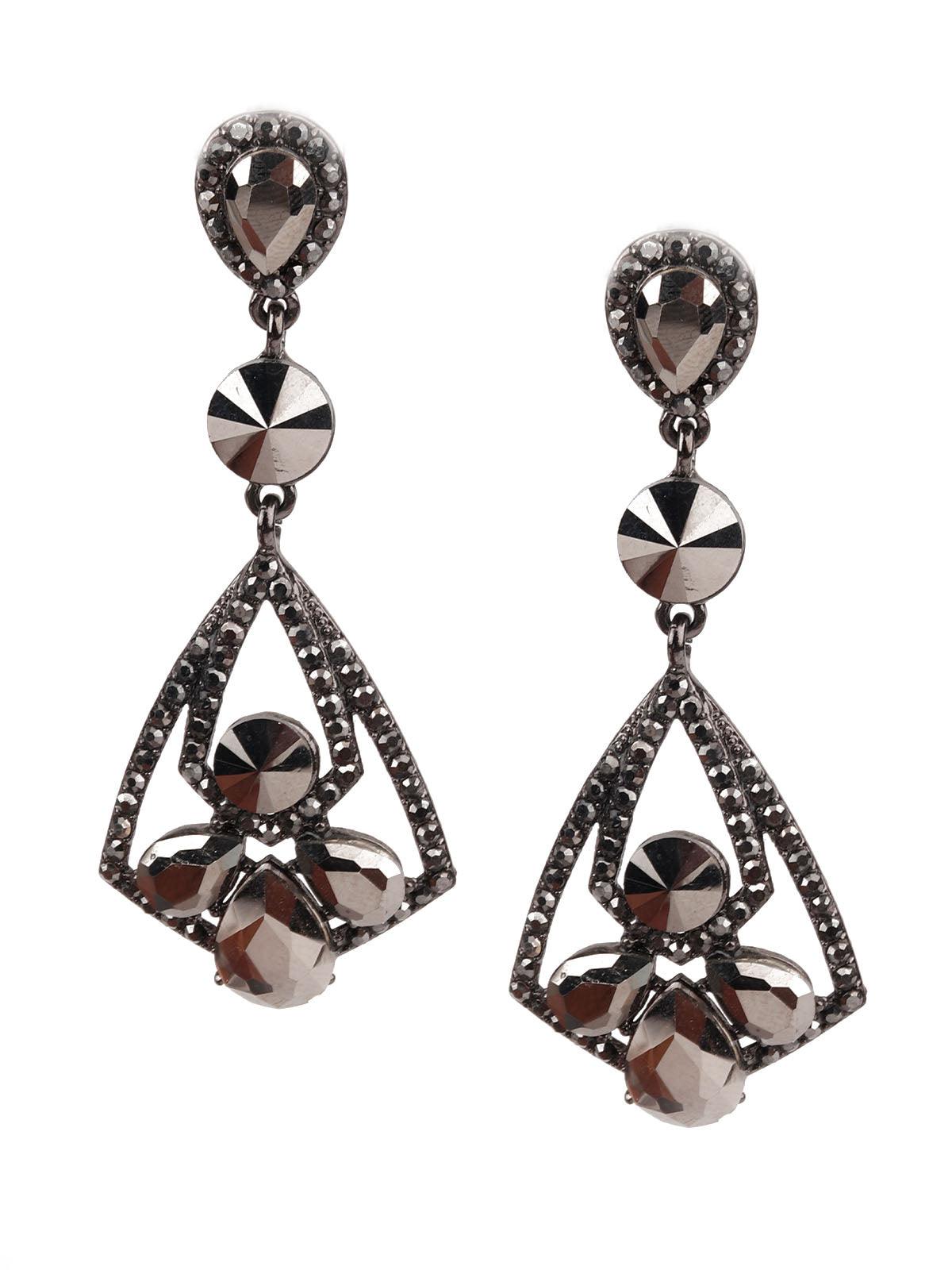 Women's Ornate Disco Black Dangle Earring