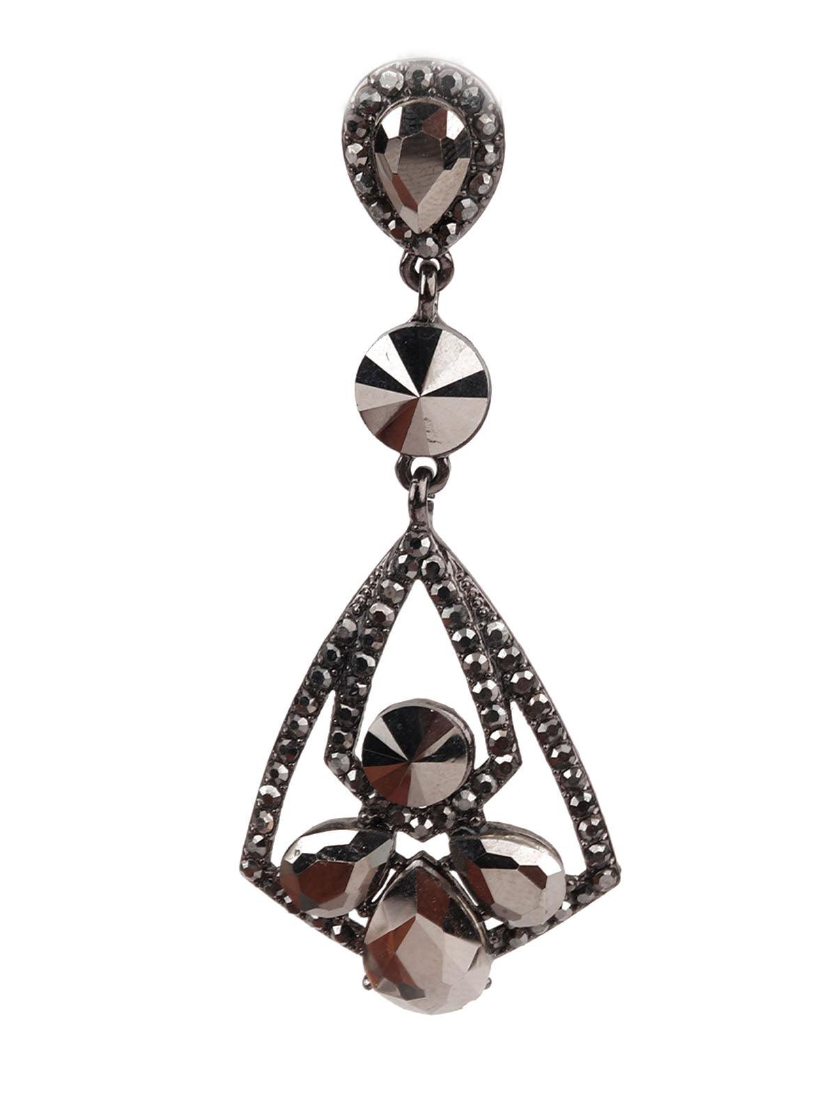 Women's Ornate Disco Black Dangle Earring