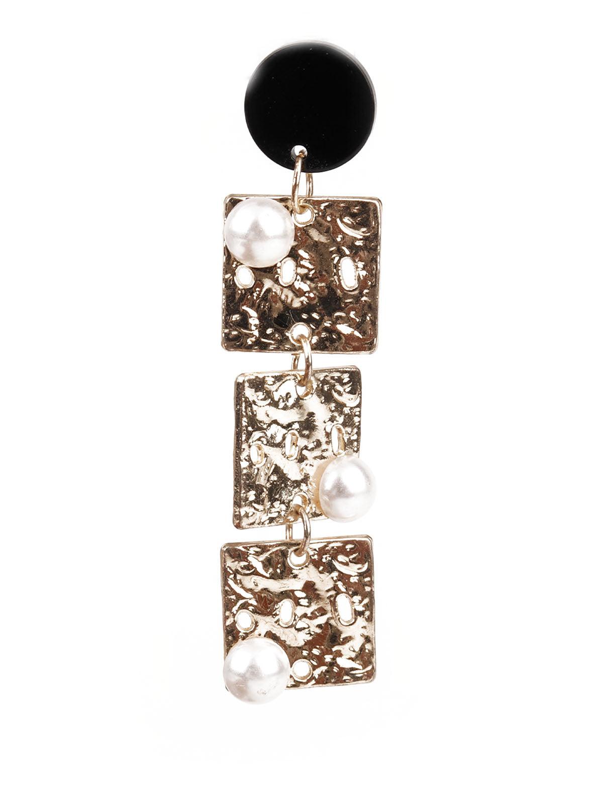 Women's Sunshine Gold And Black Dangler Earring