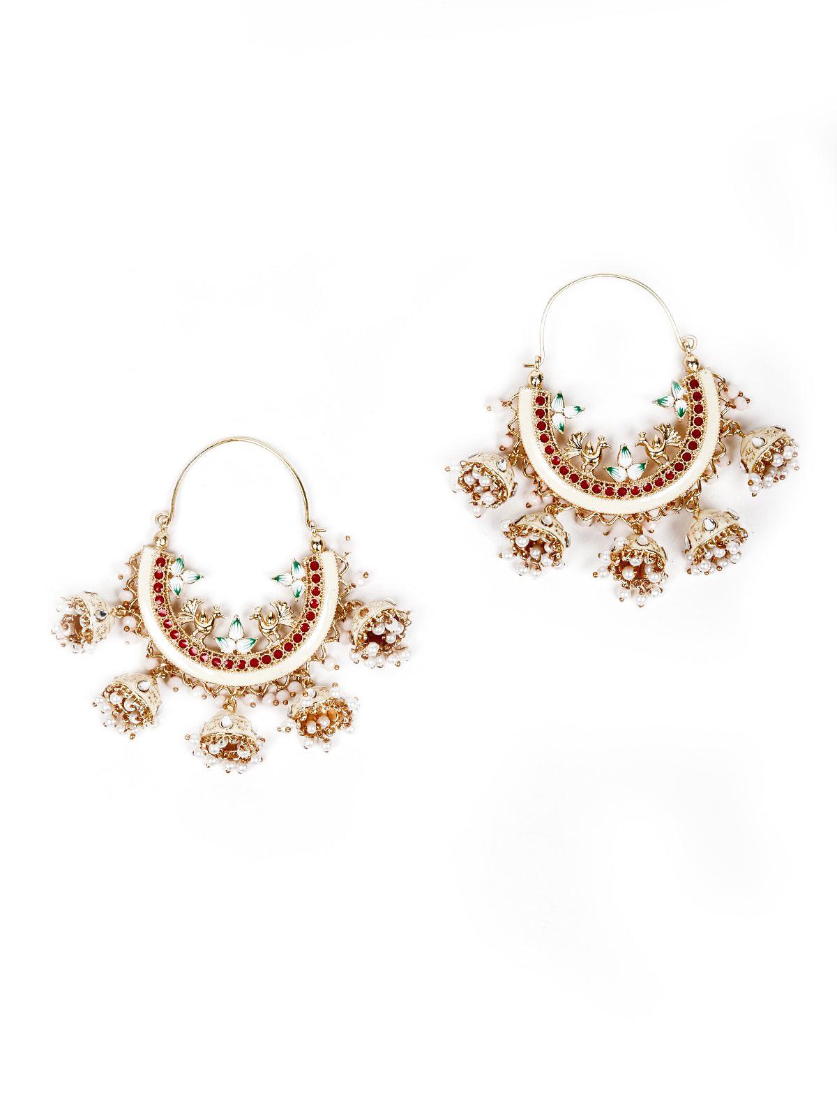 Women's Clustered Gold Tone Dangling Earring