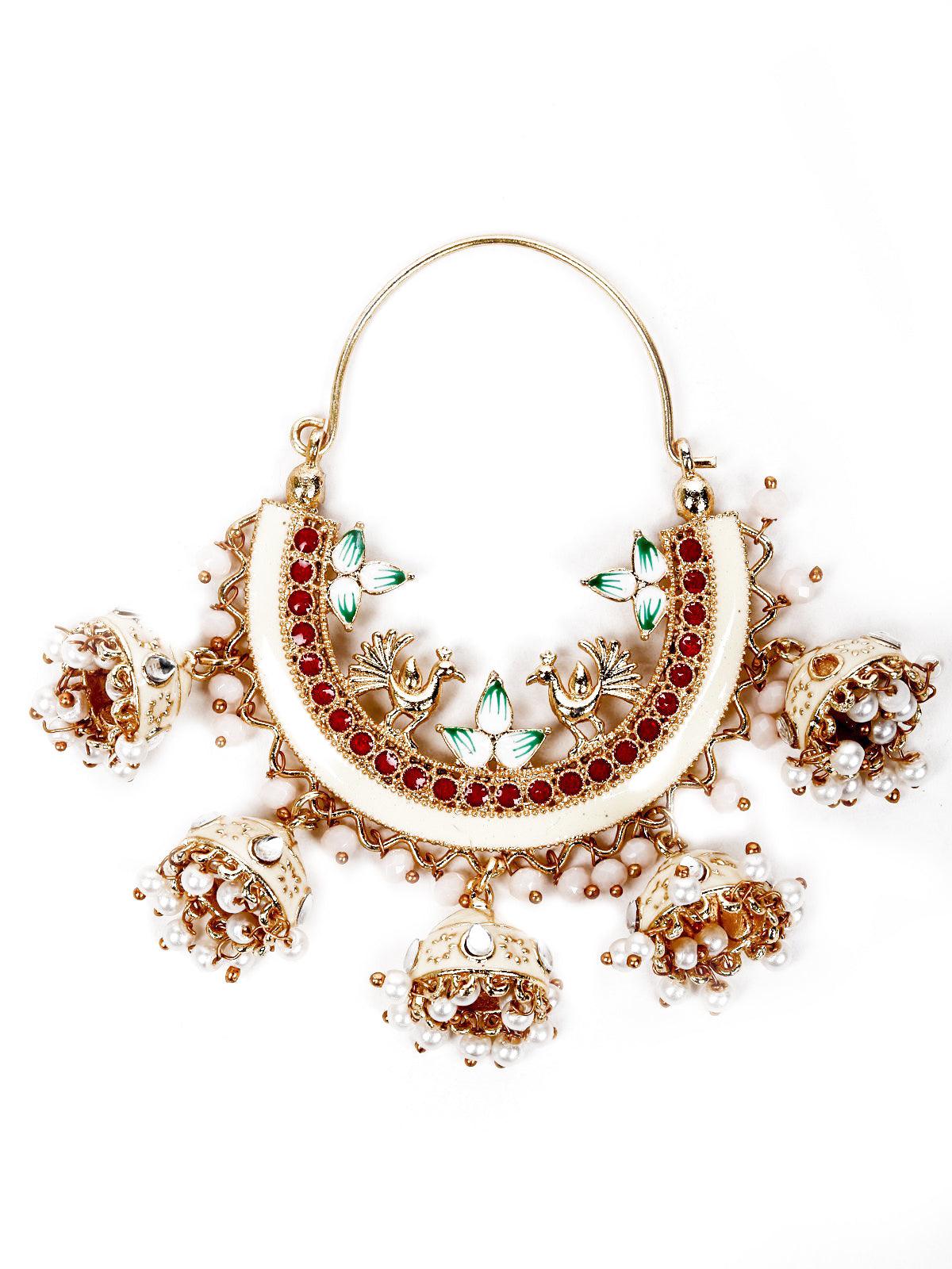 Women's Clustered Gold Tone Dangling Earring