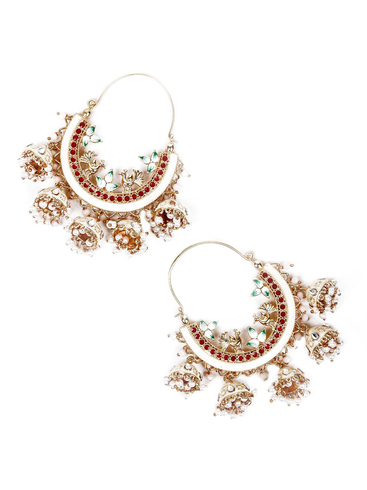 Women's Clustered Gold Tone Dangling Earring