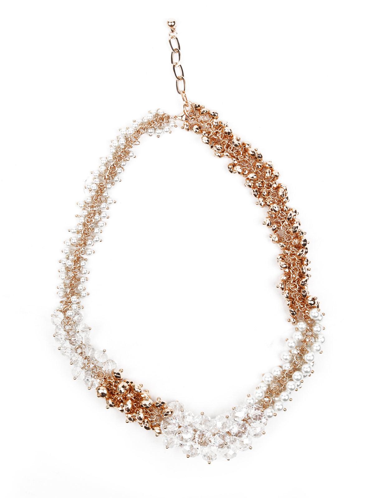 Women's Clustered White And Gold Stunning Necklac