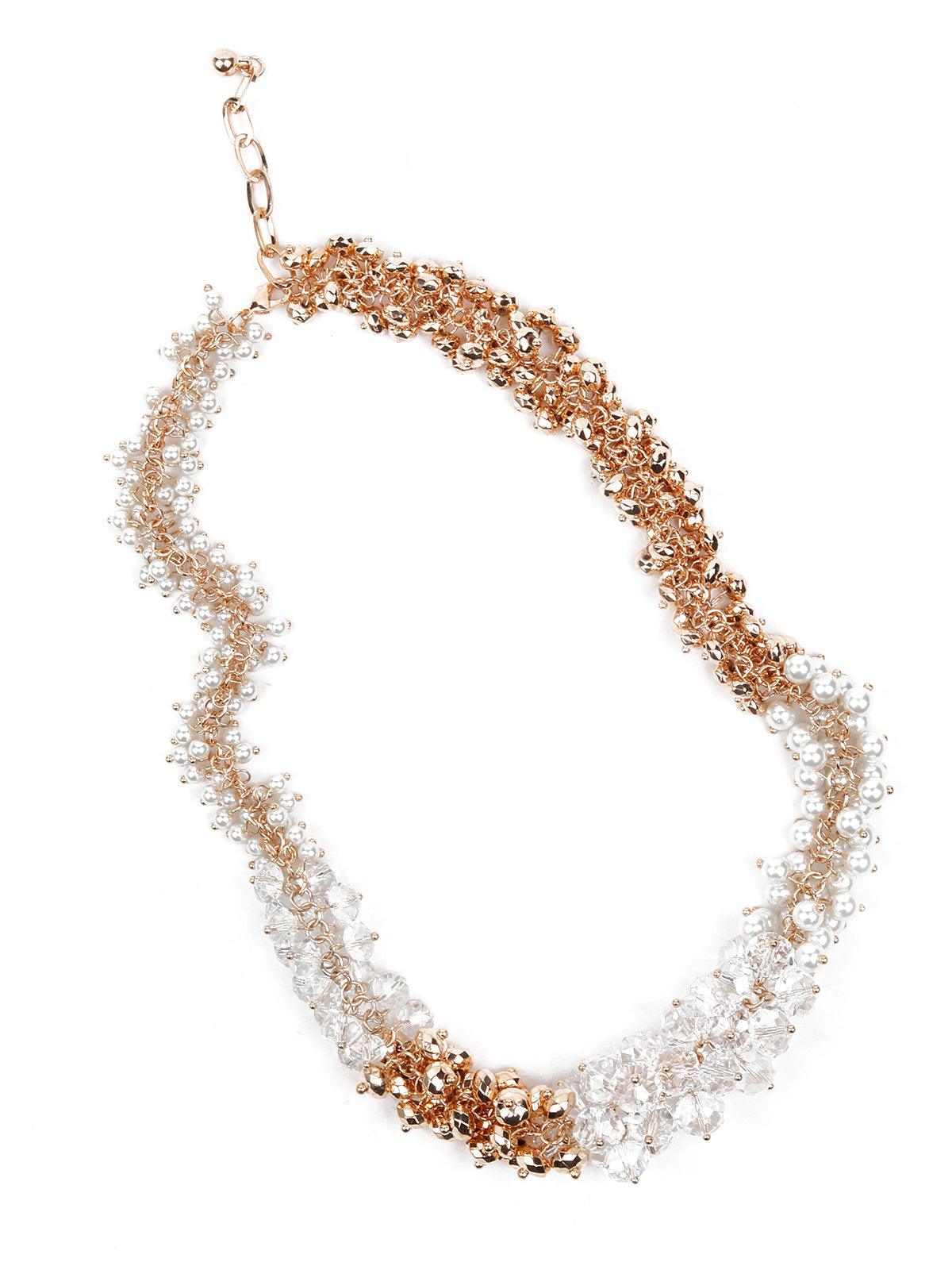 Women's Clustered White And Gold Stunning Necklac