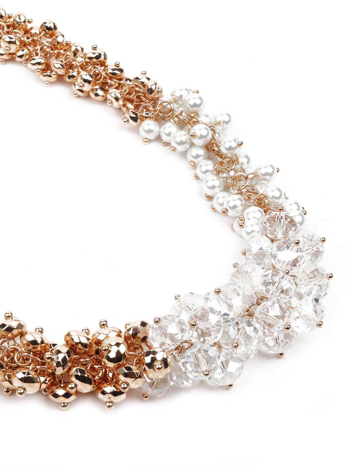 Women's Clustered White And Gold Stunning Necklac