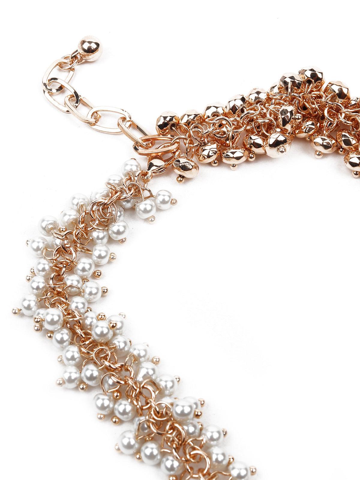 Women's Clustered White And Gold Stunning Necklac