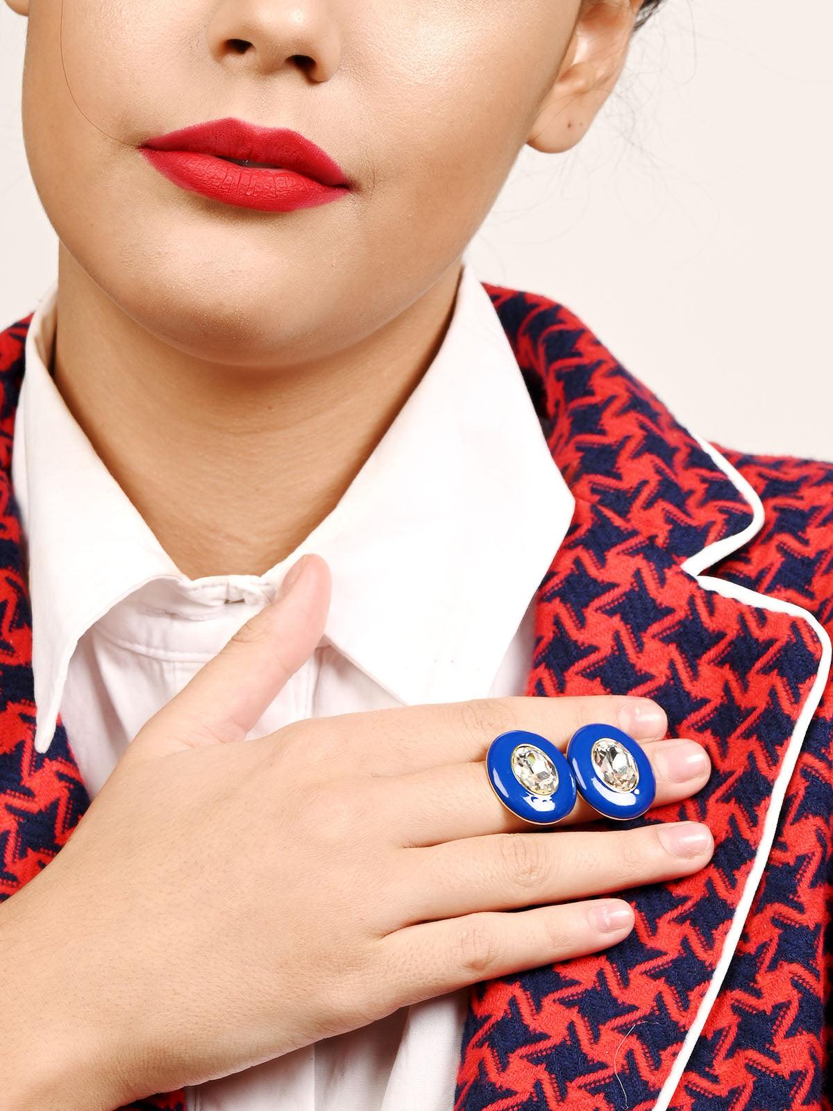 Women's Cobalt Blue Oval Basic Stud Earring