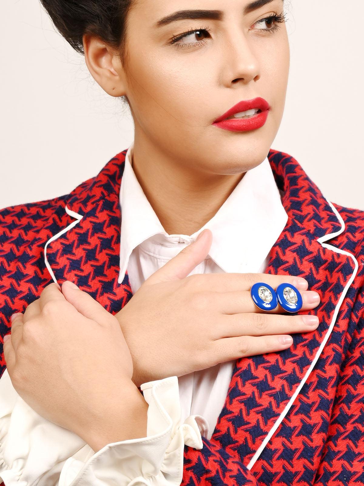 Women's Cobalt Blue Oval Basic Stud Earring