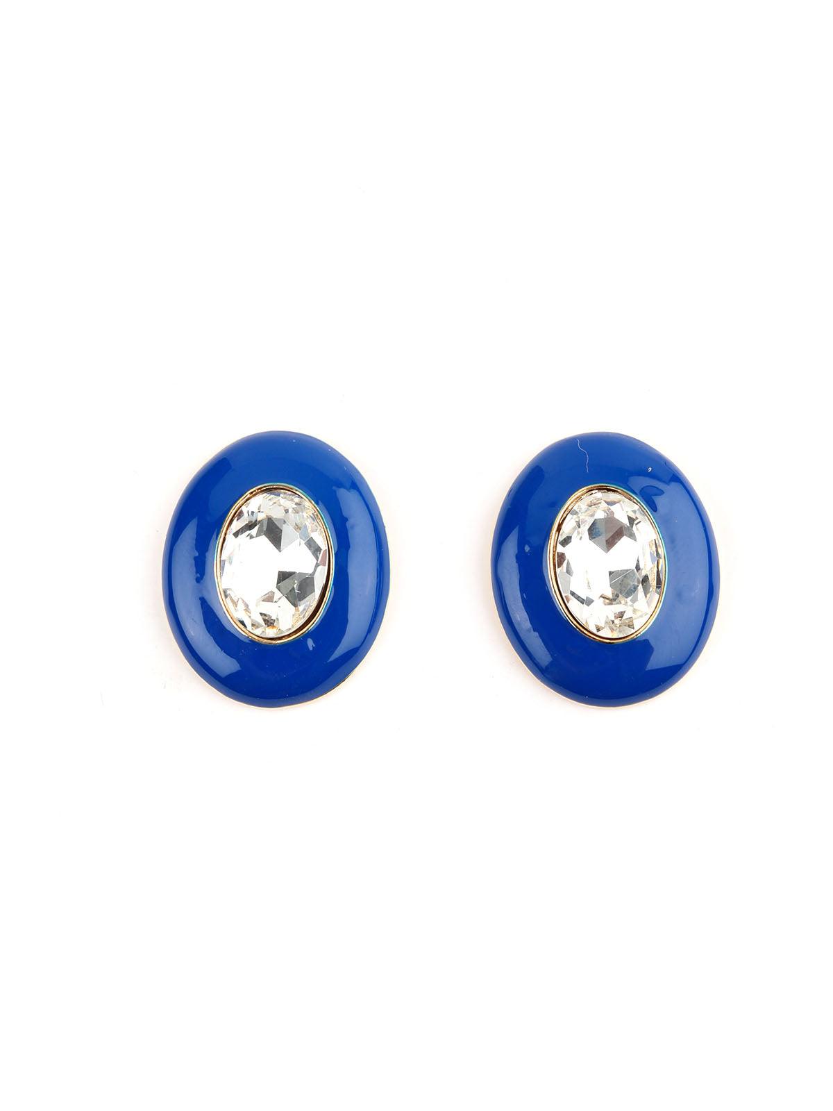 Women's Cobalt Blue Oval Basic Stud Earring