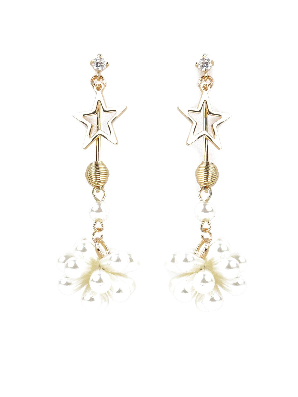 Women's Contemporary Stars And Pearls Drop Earring