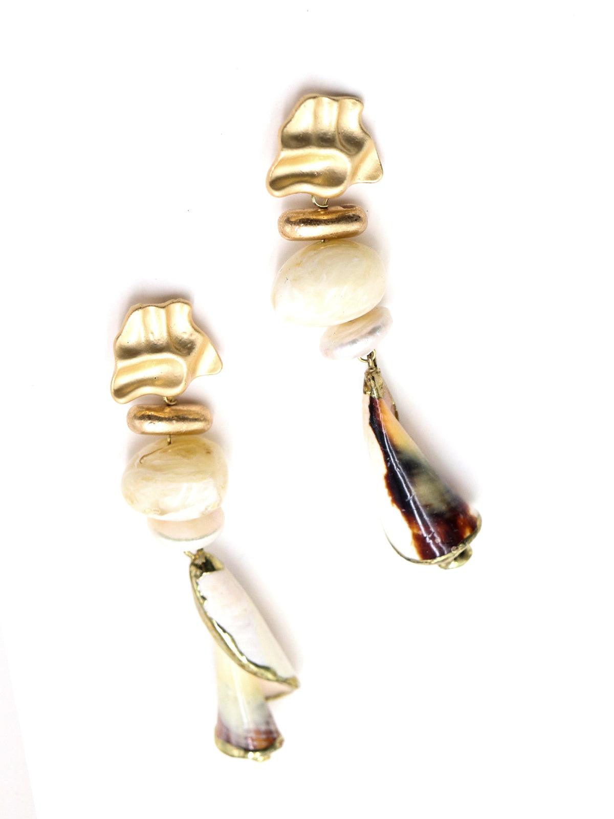 Women's Coral Shape Off-White Dangle Earring
