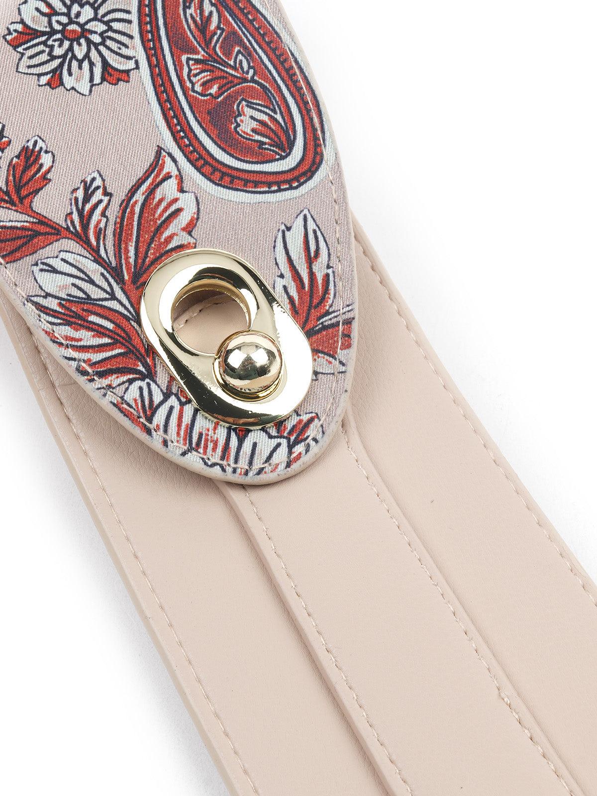 Women's Cream Colored Textured Bel