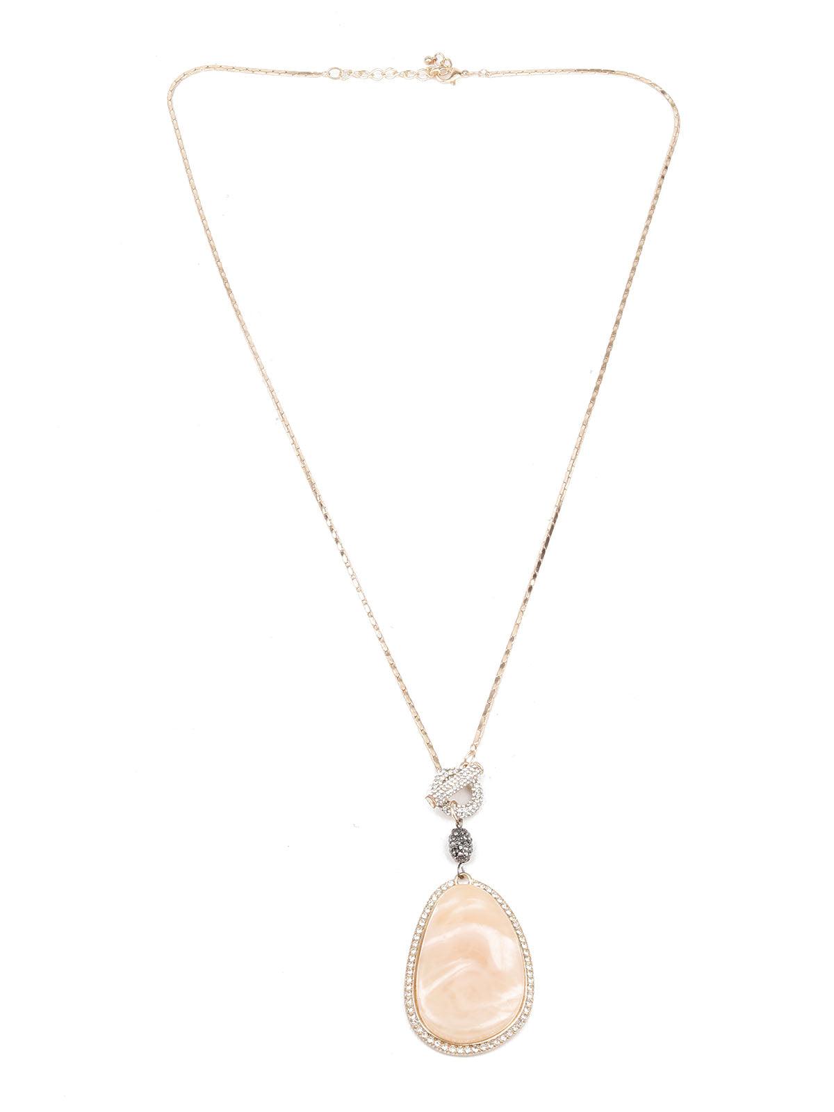 Women's Cream Pendant Long Neckpiec