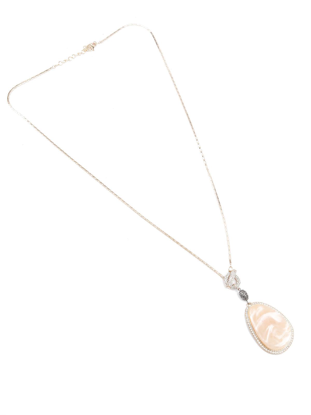 Women's Cream Pendant Long Neckpiec