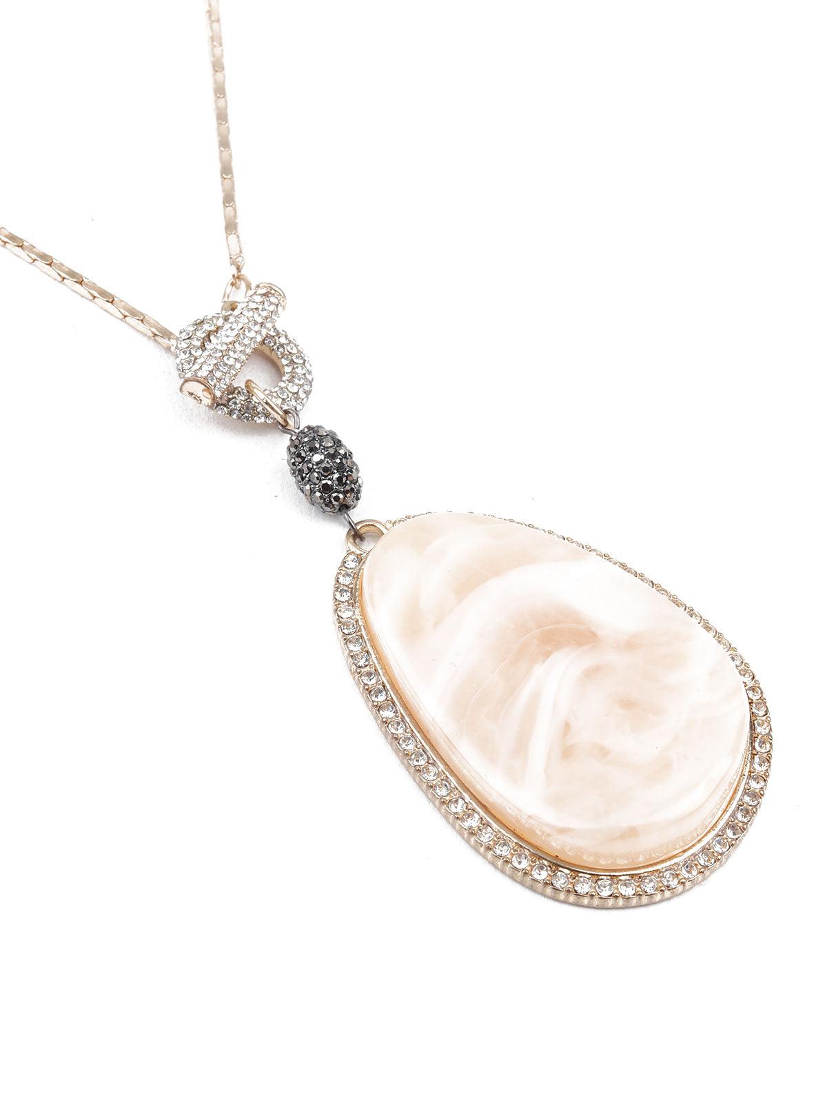 Women's Cream Pendant Long Neckpiec