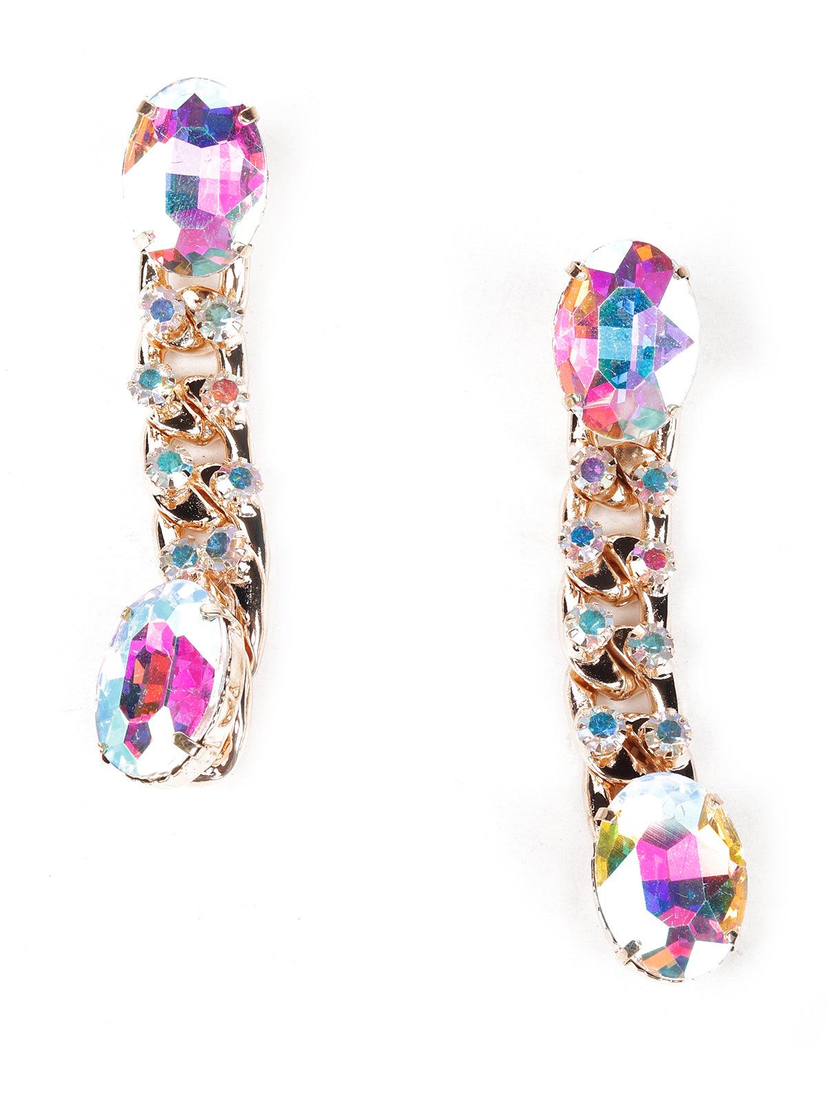 Women's Crome Crystal Chained Drop Earring