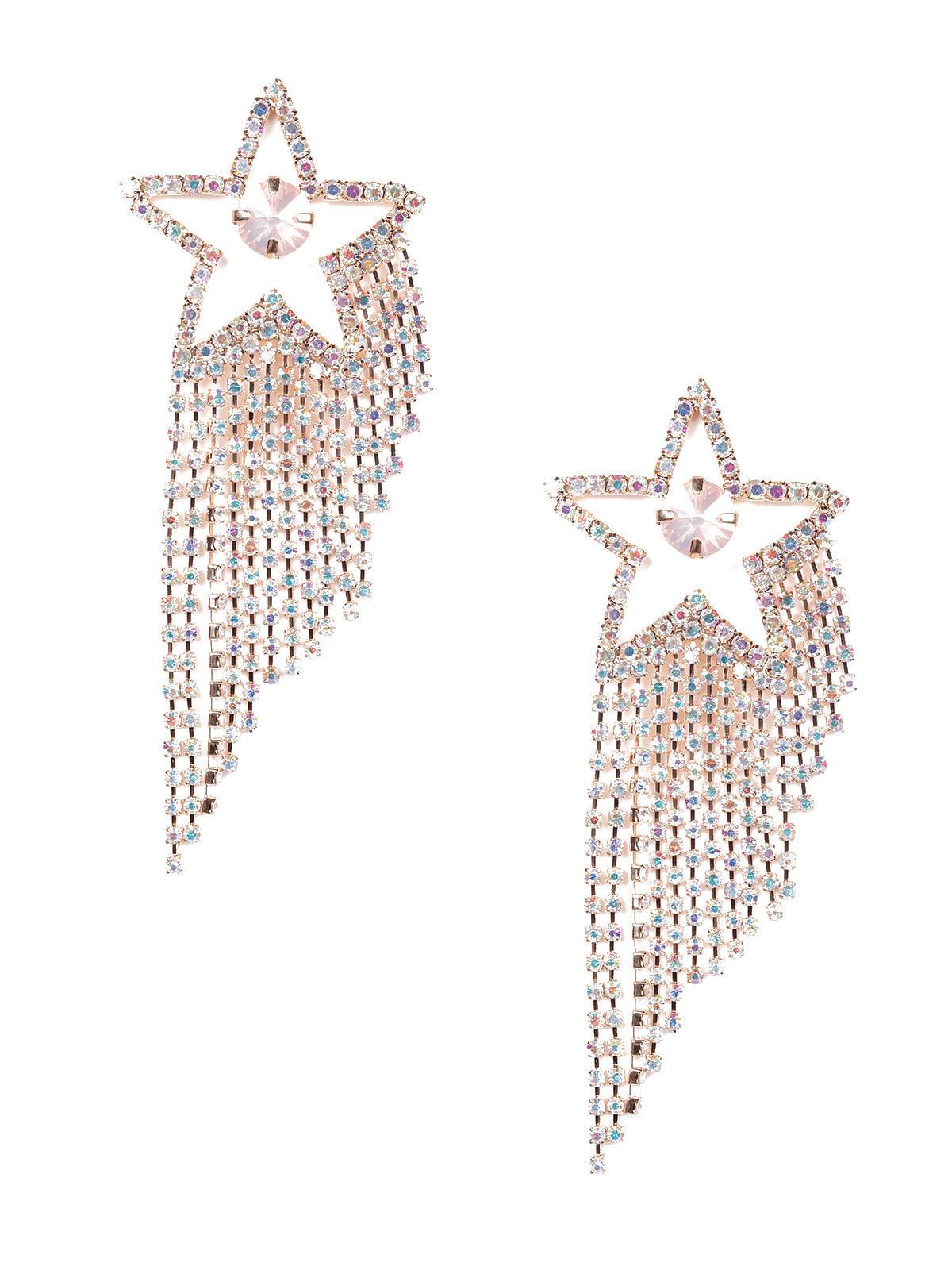 Women's Crome Crystal Star-Shaped Tassel Earring