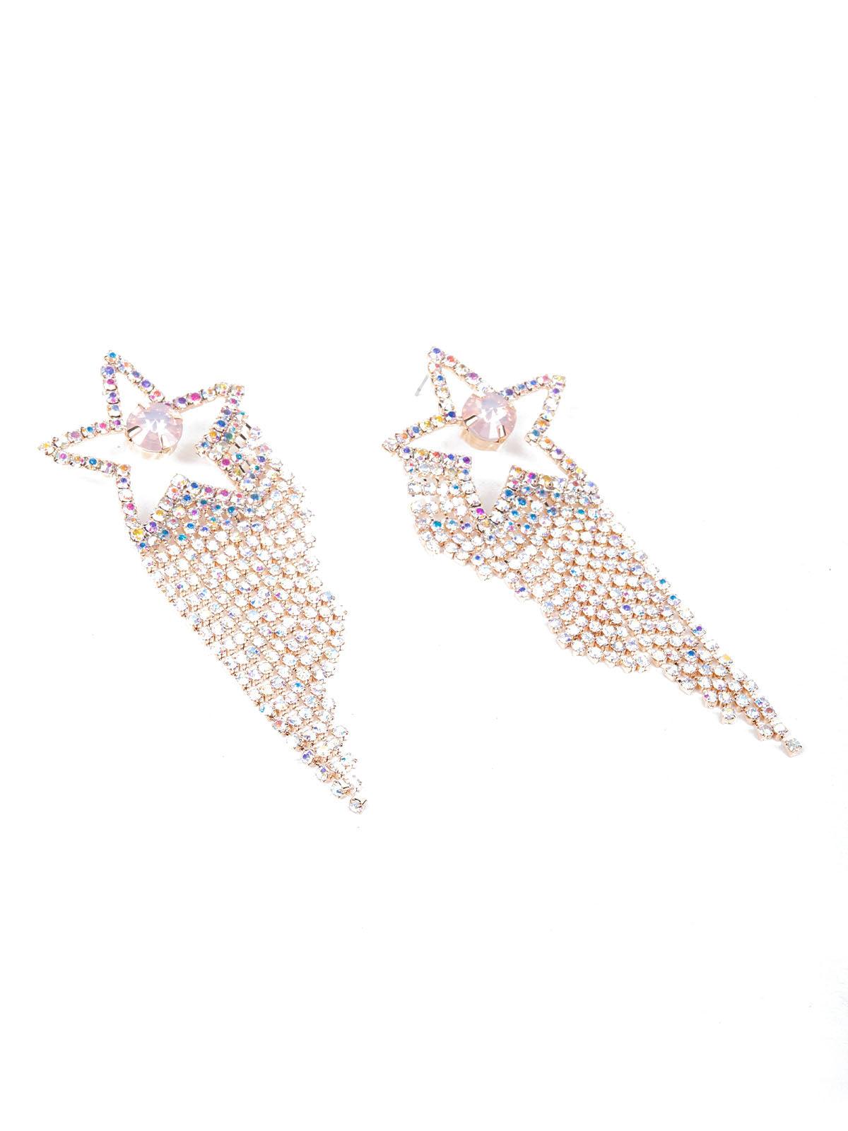 Women's Crome Crystal Star-Shaped Tassel Earring