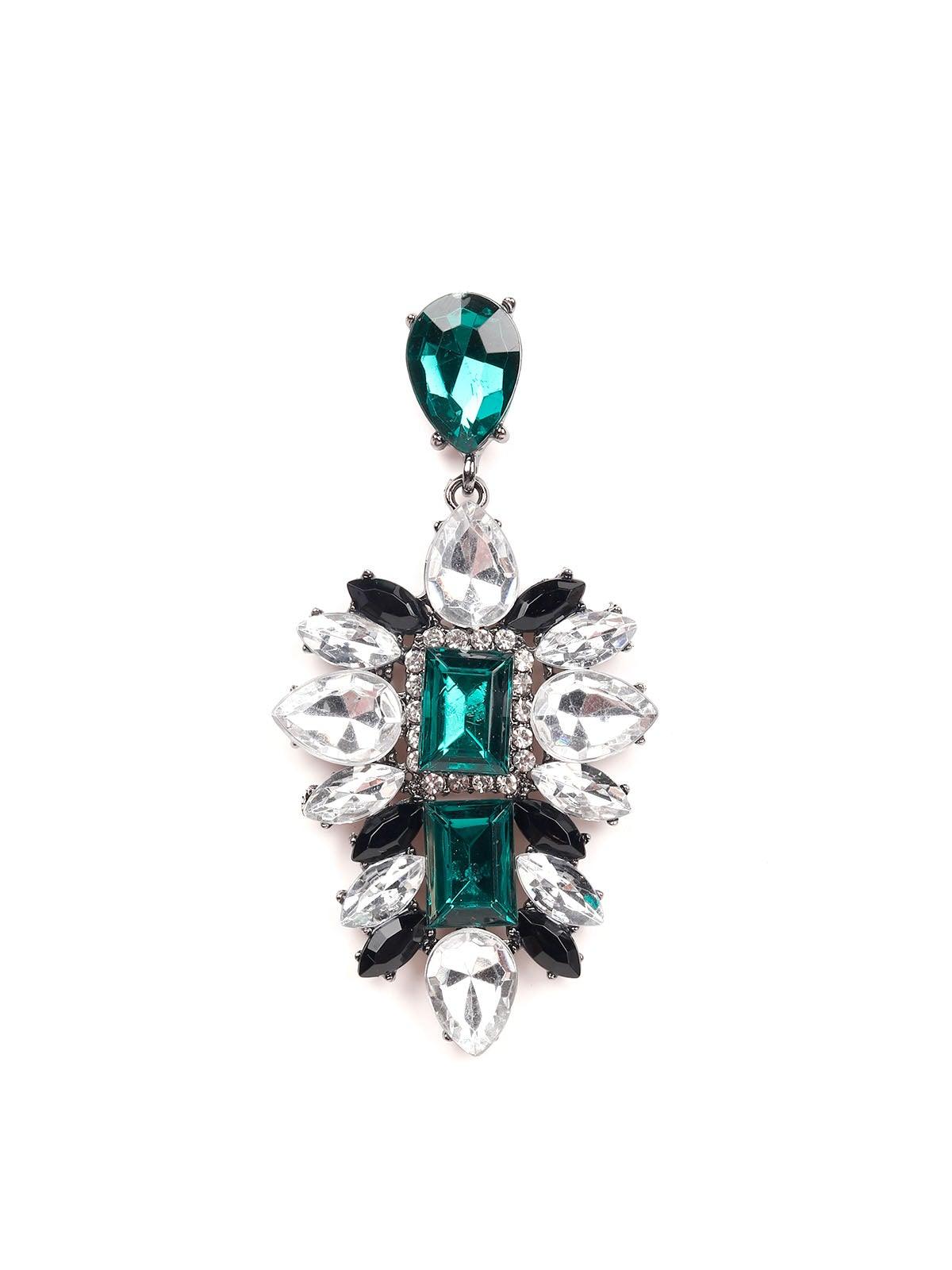 Women's Crystal And Emerald Embellished Statement Earring
