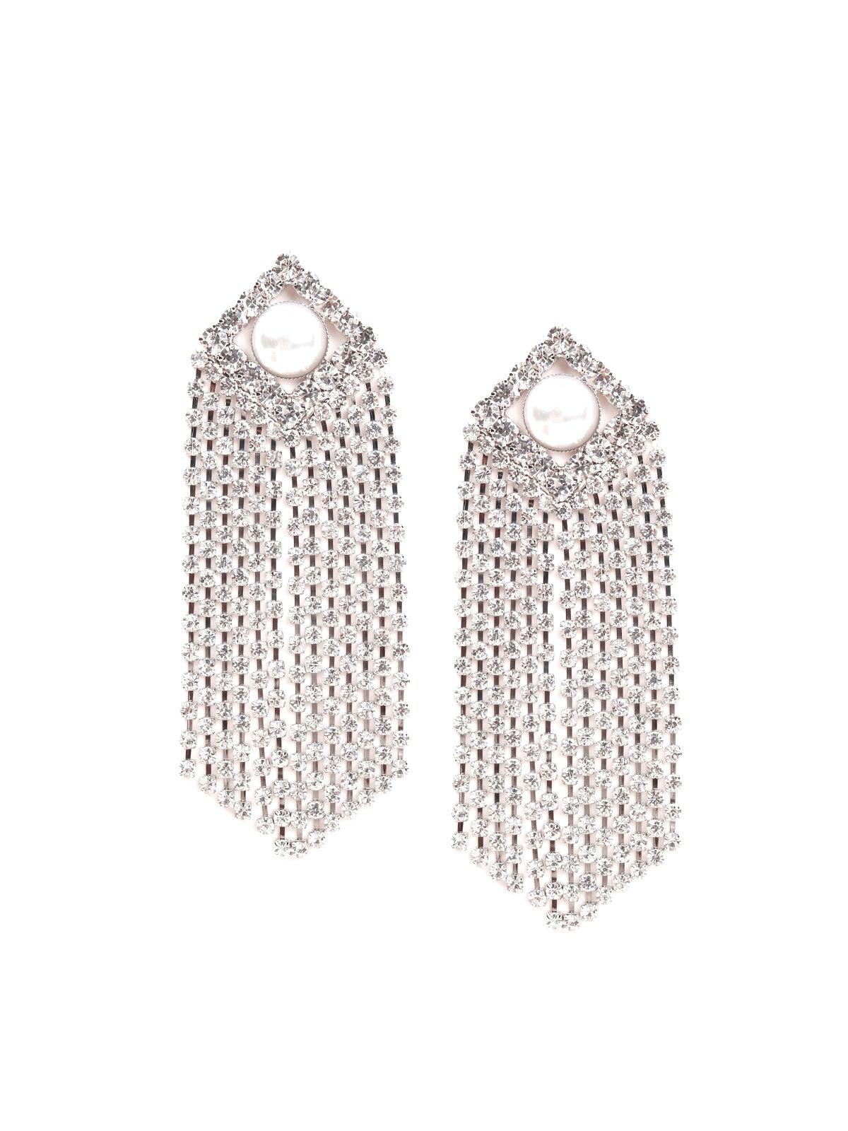 Women's Crystal Drop Pearl Tassel Earring