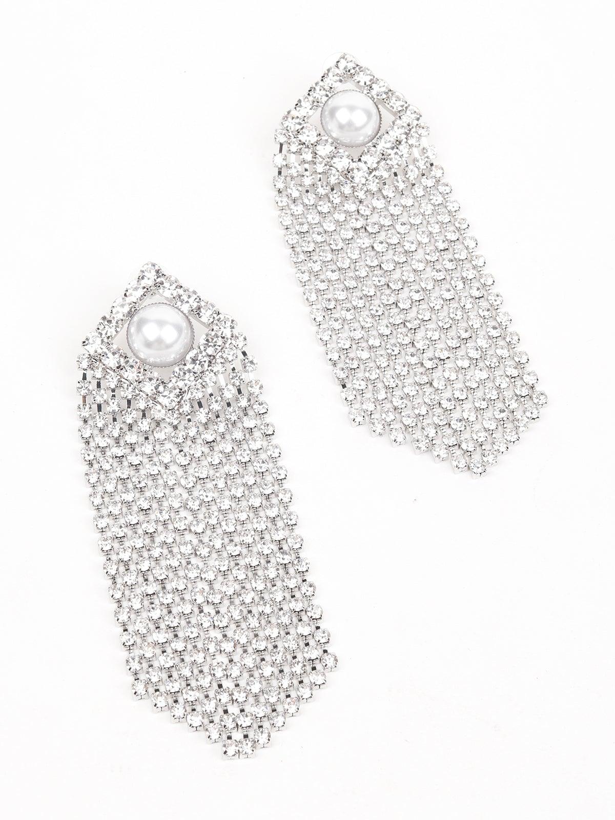 Women's Crystal Drop Pearl Tassel Earring