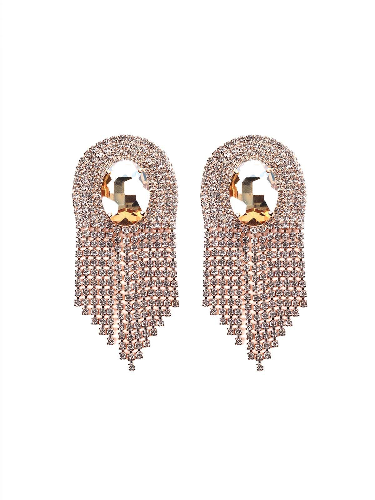 Women's Crystal-Embellished Gold-Tone Overlapping Earrin