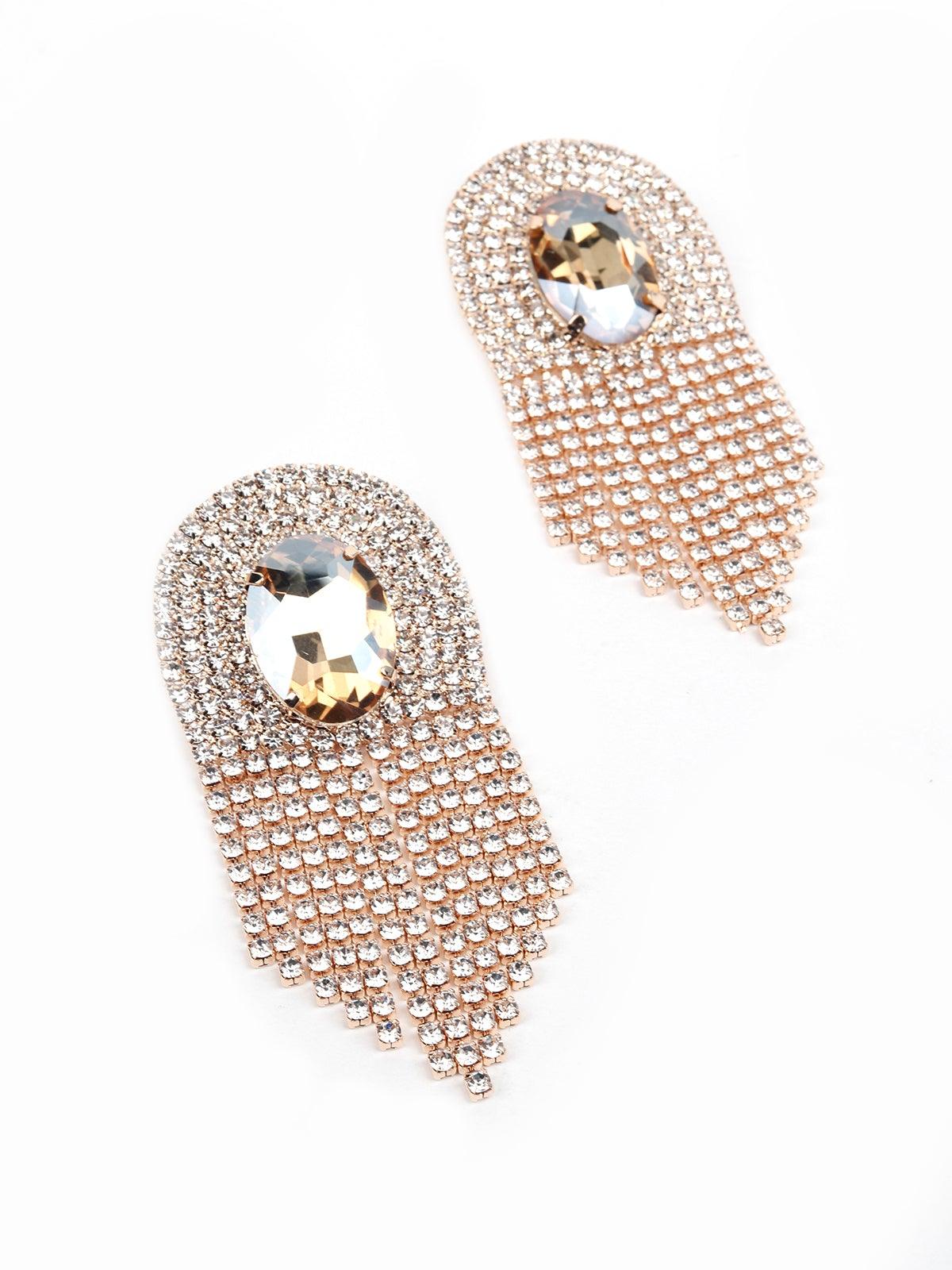 Women's Crystal-Embellished Gold-Tone Overlapping Earrin