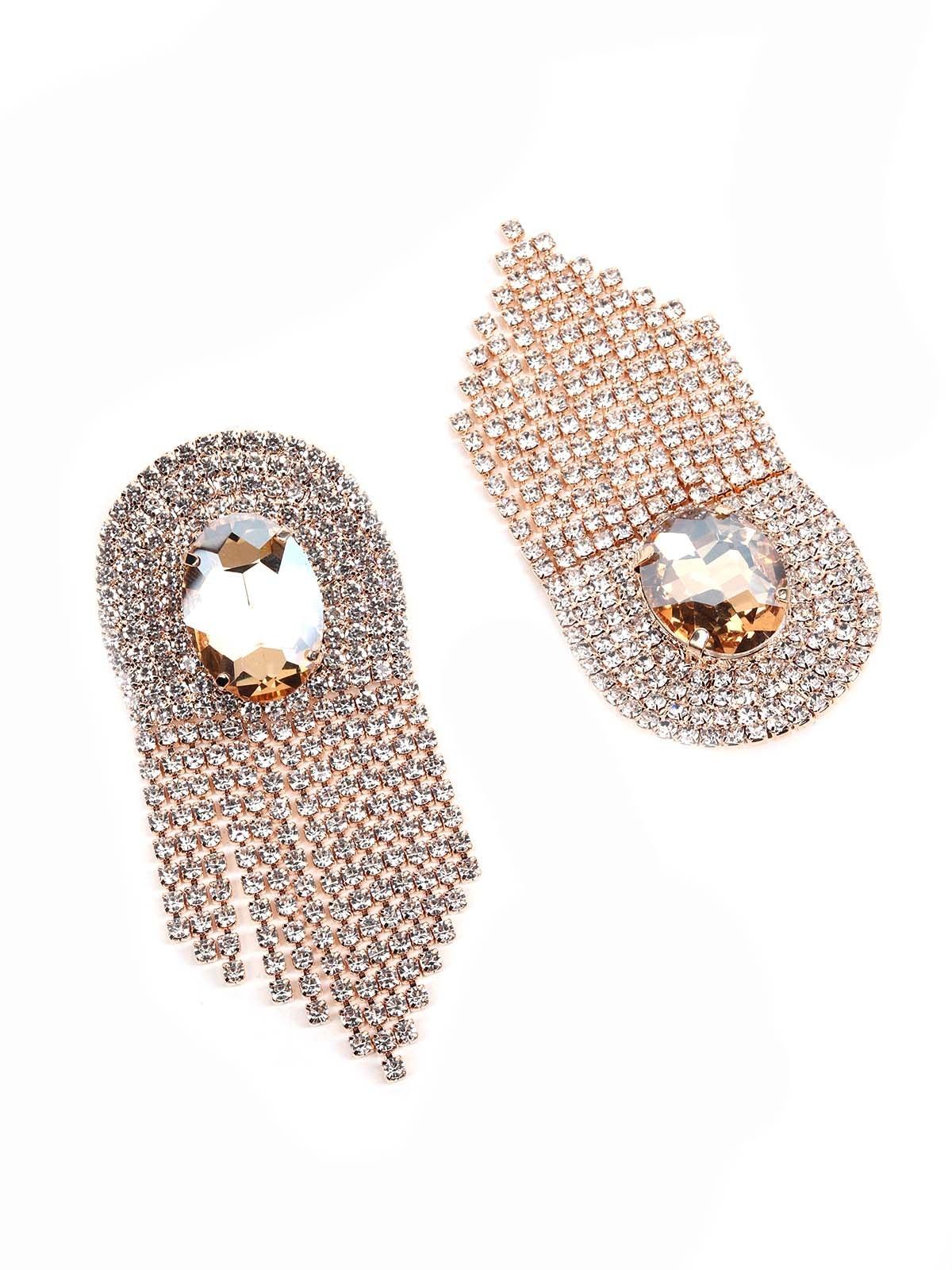 Women's Crystal-Embellished Gold-Tone Overlapping Earrin