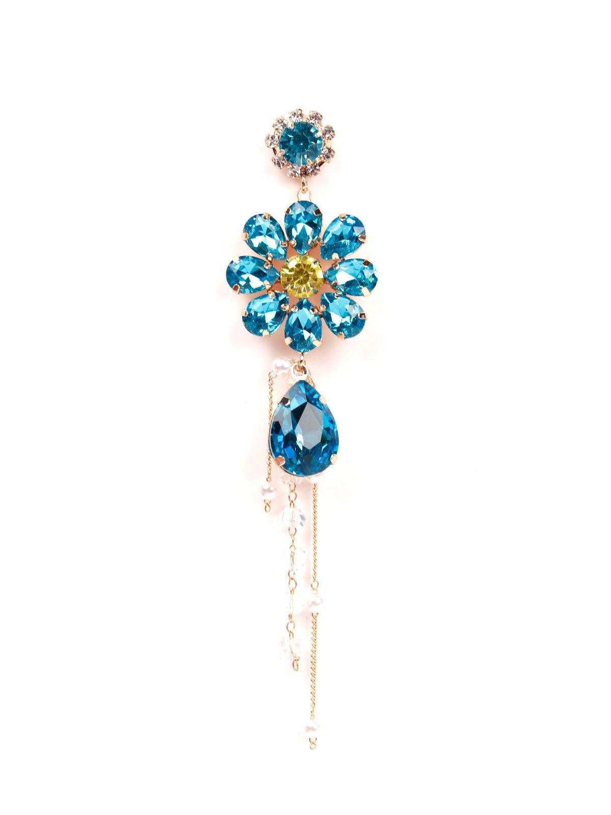 Women's Cute Blue Floral Crystal Drop Earring