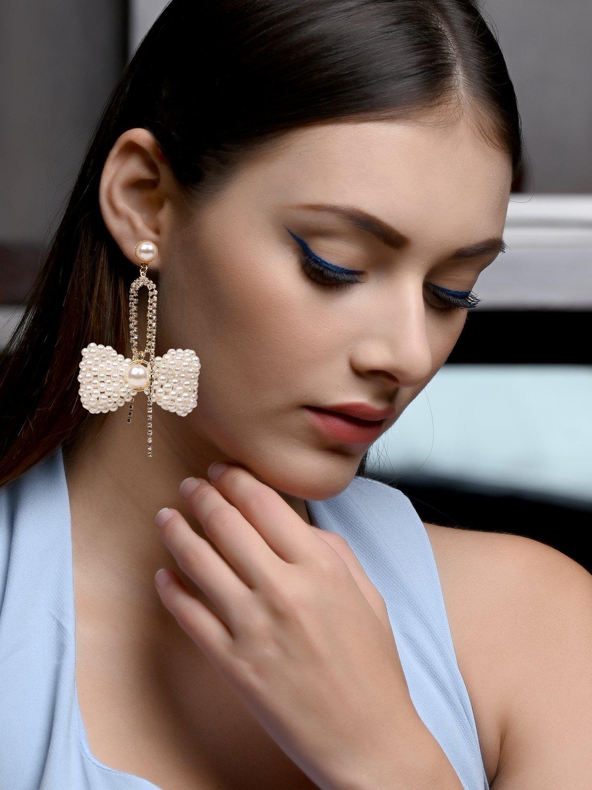 Women's Cute Bow Beaded Drop Earring