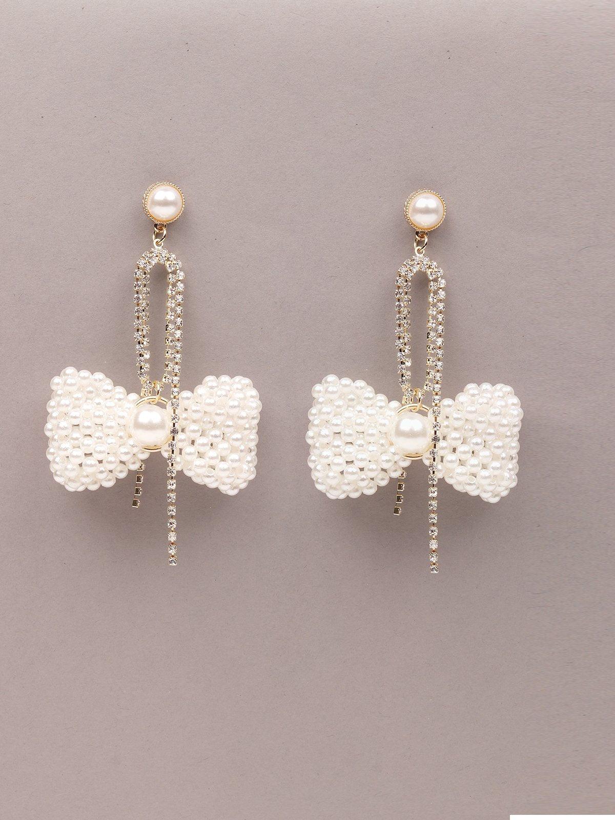 Women's Cute Bow Beaded Drop Earring