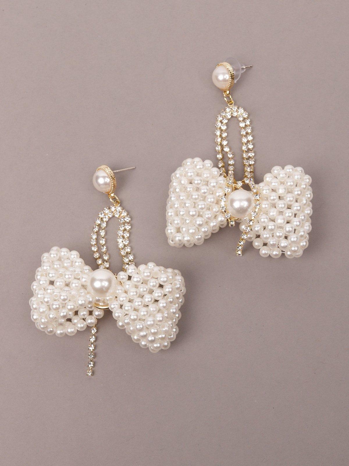 Women's Cute Bow Beaded Drop Earring