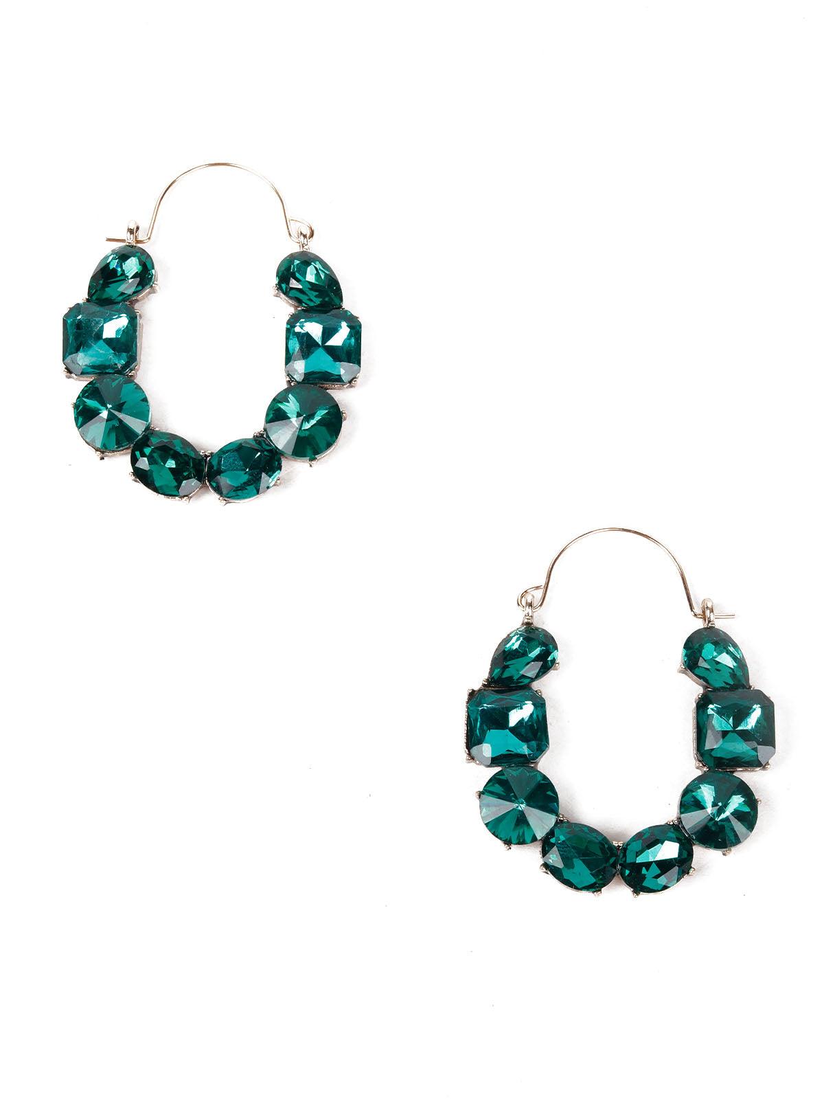 Women's Cute Emerald Embellished Hoop Earring