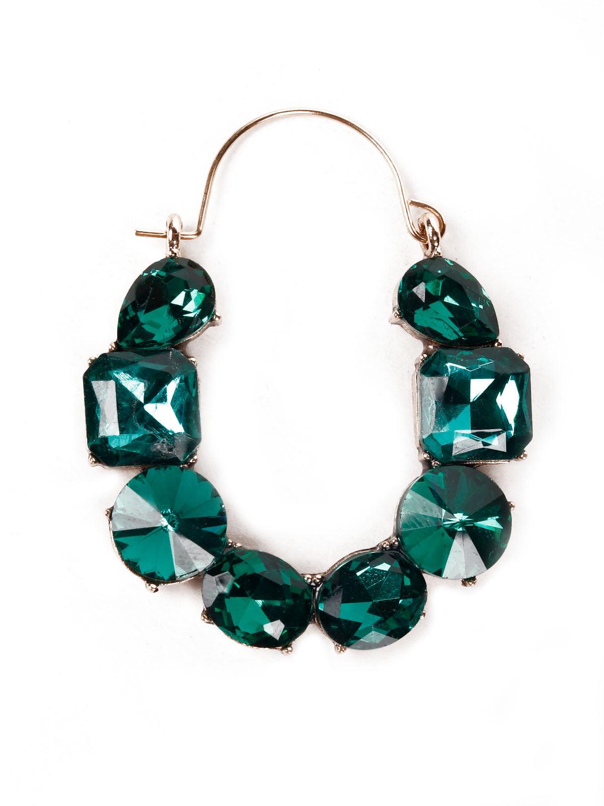 Women's Cute Emerald Embellished Hoop Earring