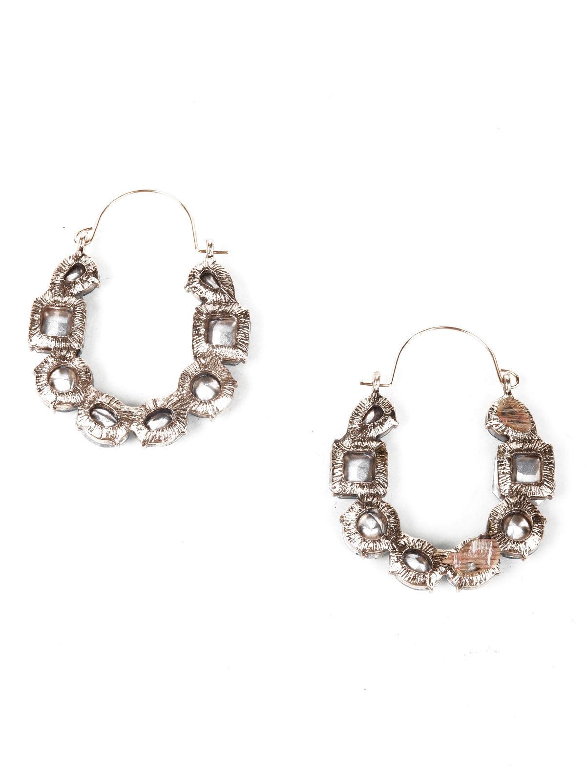 Women's Cute Emerald Embellished Hoop Earring