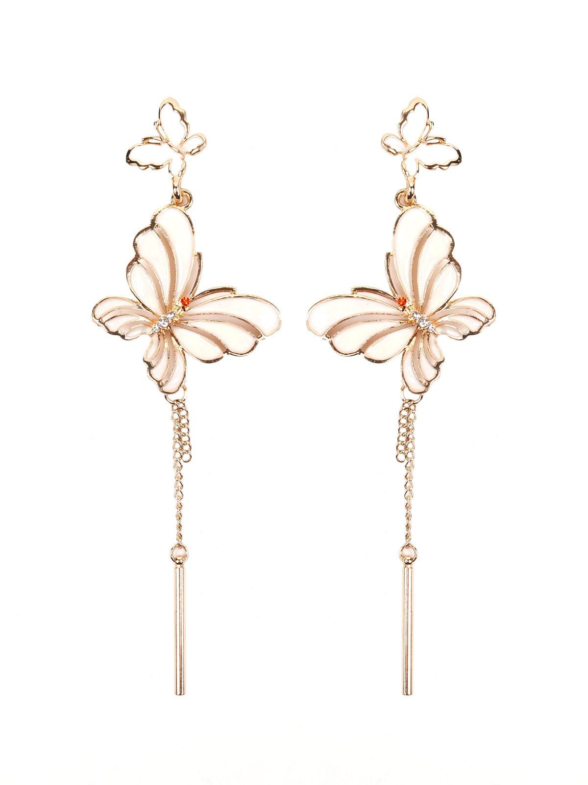 Women's Cute Gold Colour Butterfly Drop Earring