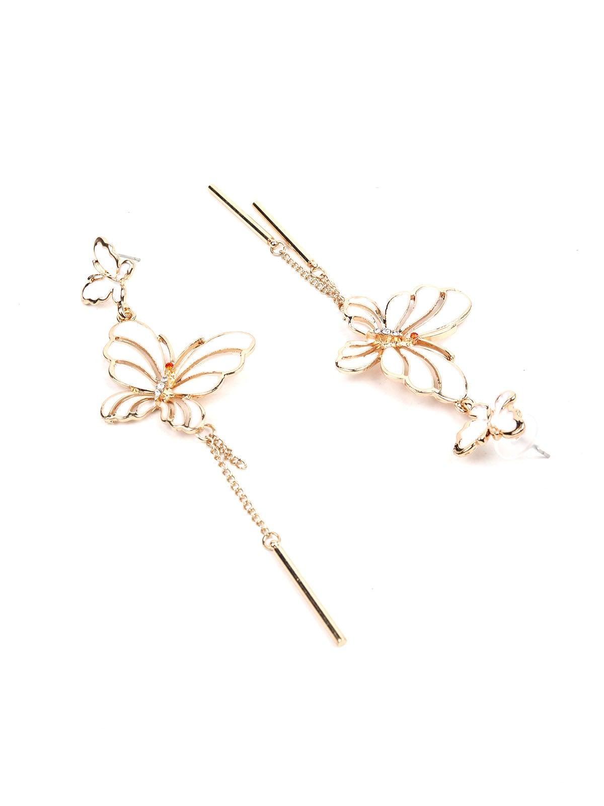 Women's Cute Gold Colour Butterfly Drop Earring