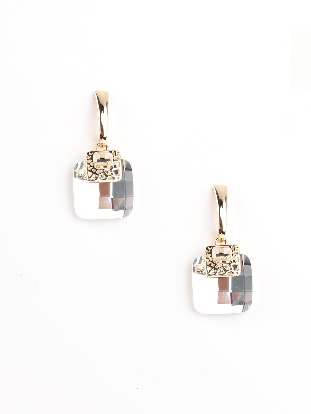 Women's Cute Square White Crystal Earring