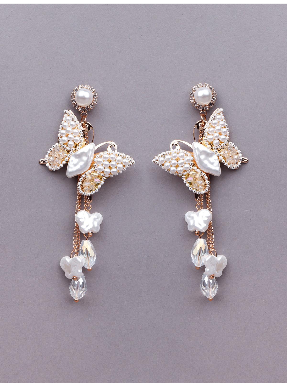 Women's Cute White Butterfly Statement Earrring