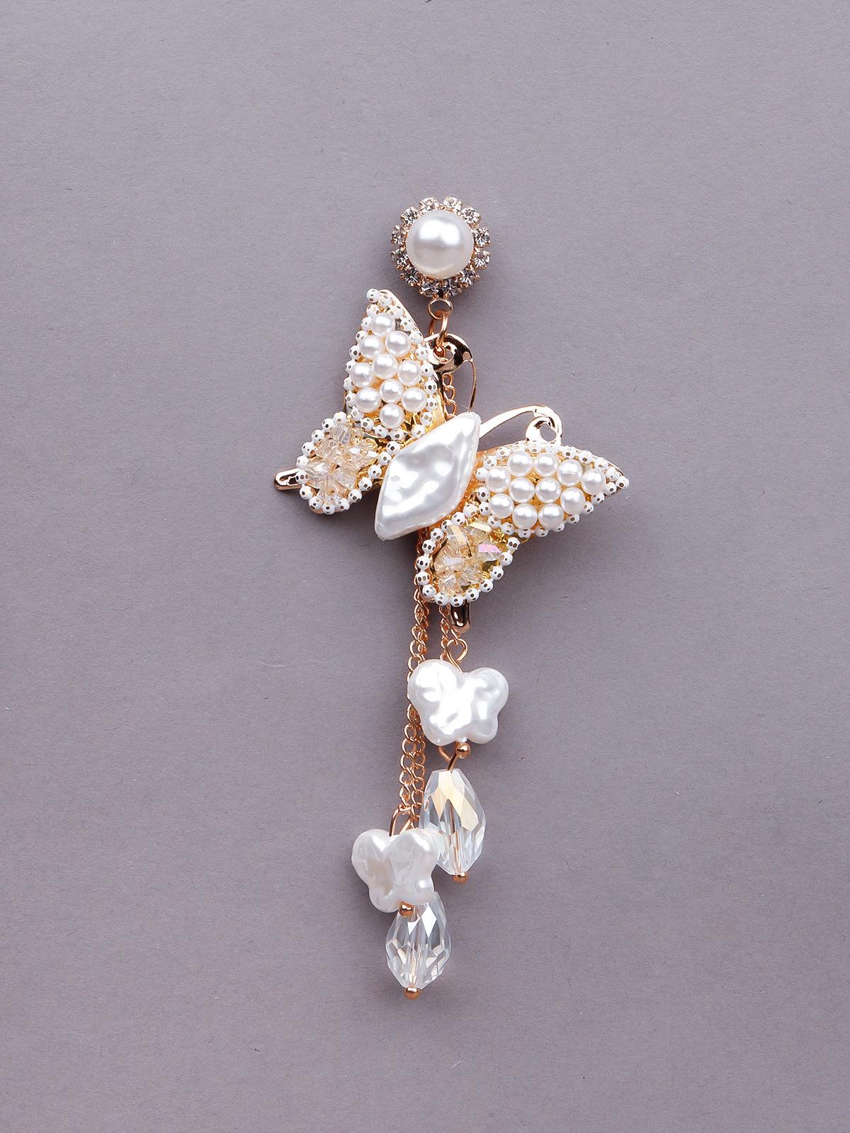Women's Cute White Butterfly Statement Earrring