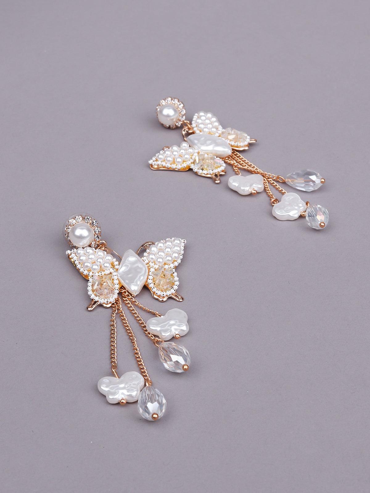 Women's Cute White Butterfly Statement Earrring