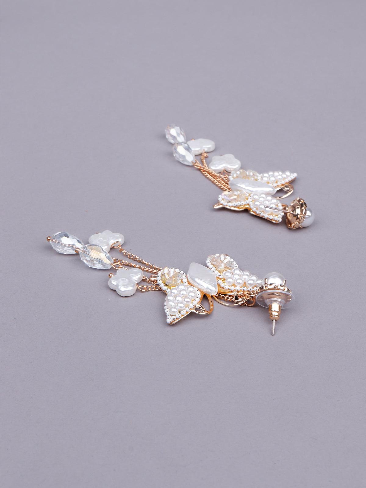 Women's Cute White Butterfly Statement Earrring