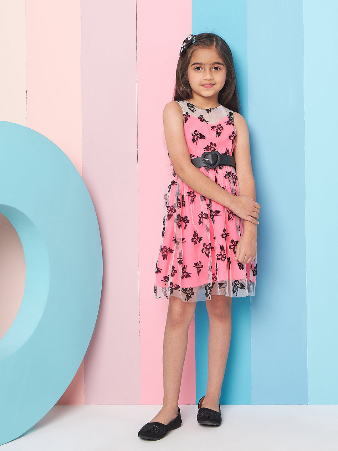 Girls Floral Printed Fit Flare Dress - PS Peaches