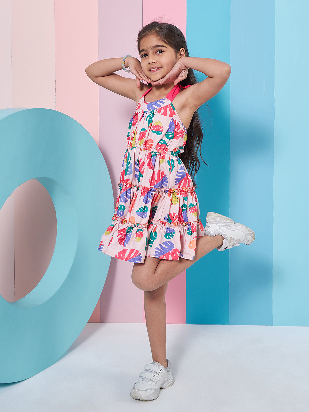 Girls Floral Printed Fit Flare Dress - PS Peaches