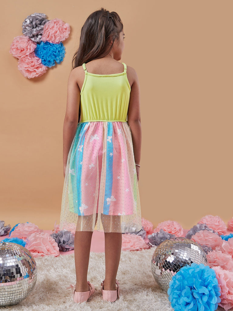 Girls Embellished Net Fit Flare Dress