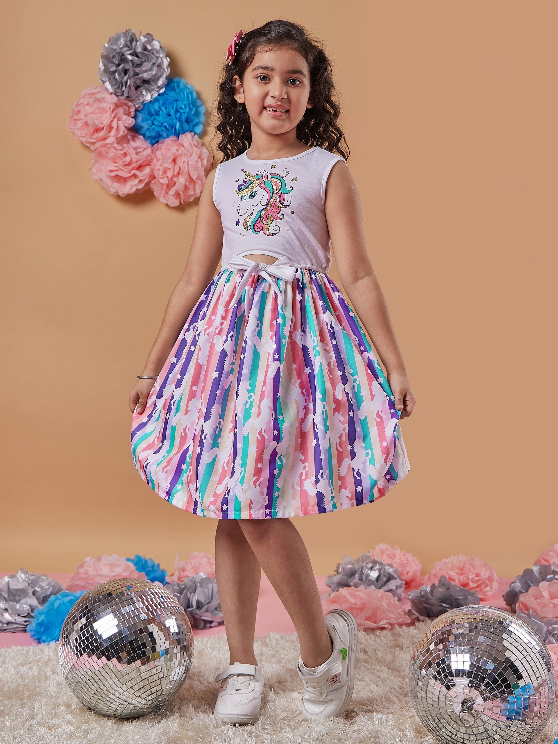 Girls Graphic Printed Fit Flare Dress 2-3 Y / Multi Color / Hosiery | Trendia Global Girls Graphic Printed Fit Flare Dress 2-3 Y / Multi Color / Hosiery | Trendia Global